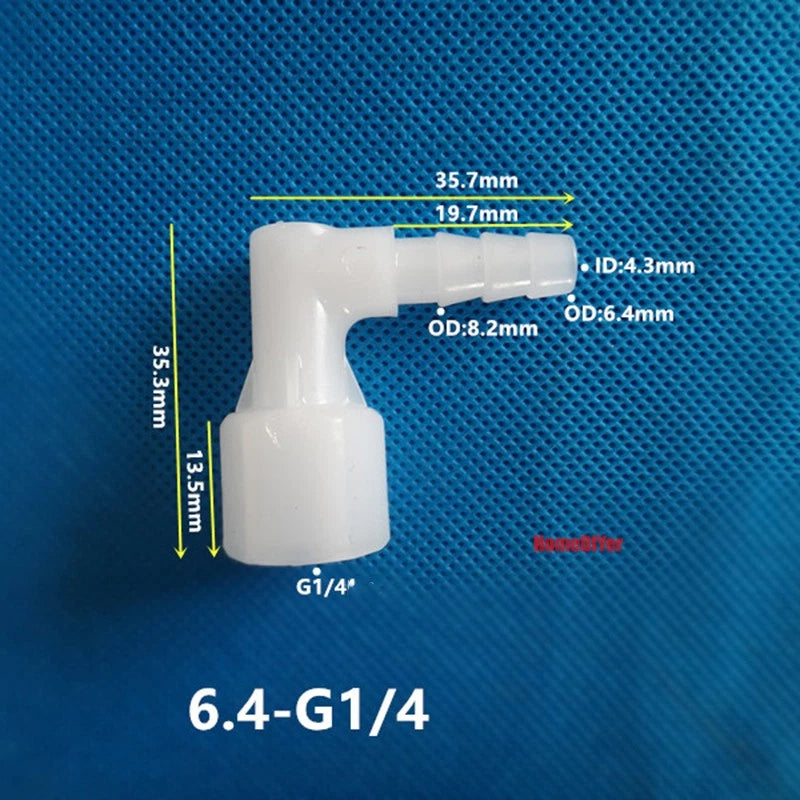 90° Elbow Plastic Female Thread Barbed Connectors Pipe Hose Water Reducer Joiner