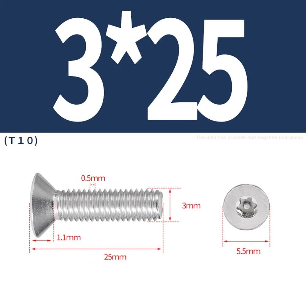 M3–M8 Pin Torx Countersunk Flat Head Machine Screws | A2 Stainless Steel - HomeDIYer