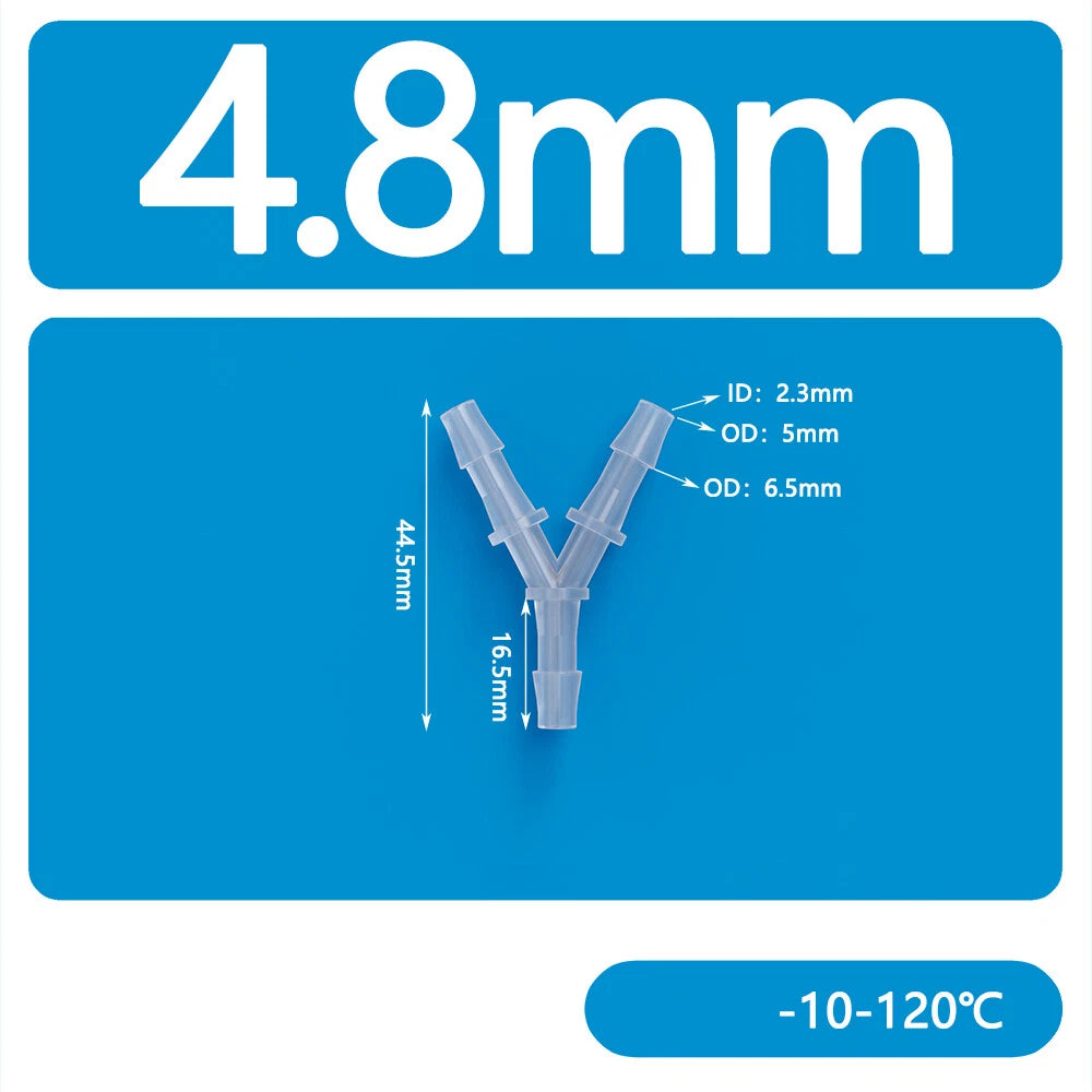 Y-Type 3-Way Barbed Hose Connector — Plastic Tee Fitting for Tube & Pipe