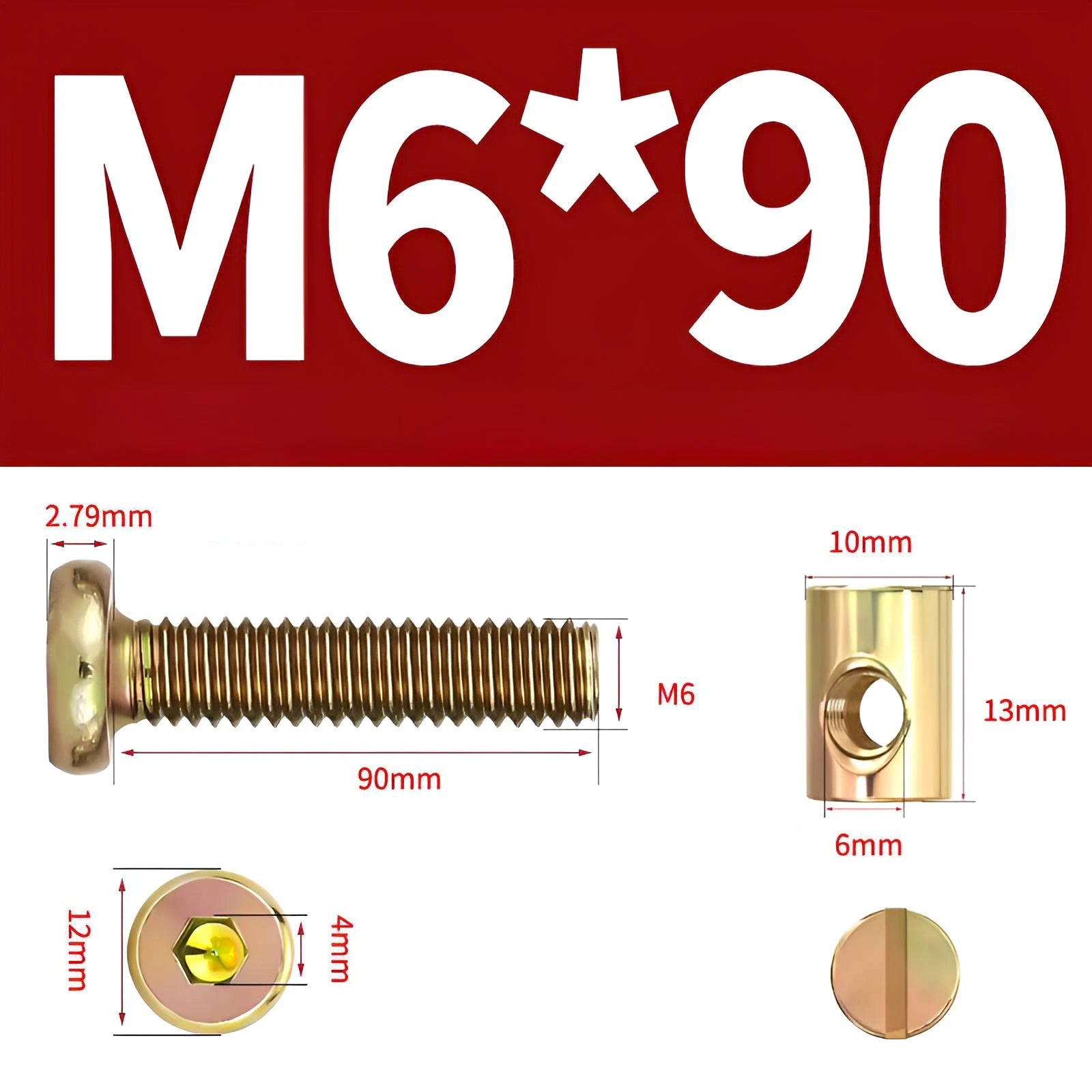 M6 M8 Galvanised Furniture Connecting Bolts with Barrel Nuts | Slotted & Phillips | 8mm–120mm
