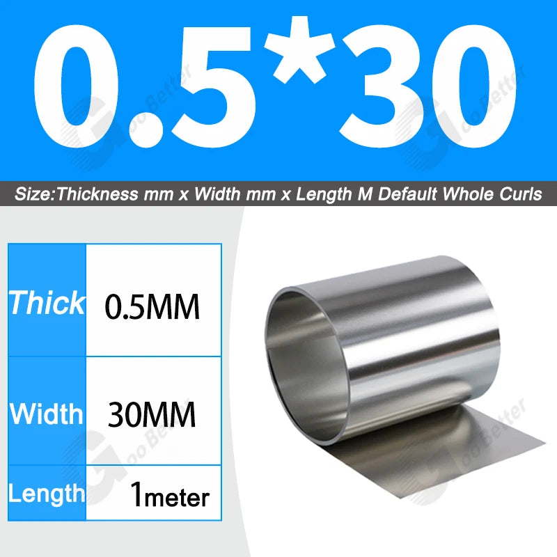 1 Meter 304 Stainless Steel Band SUS304 Sheet Foil Plate Strip Thick 0.01mm-1mm