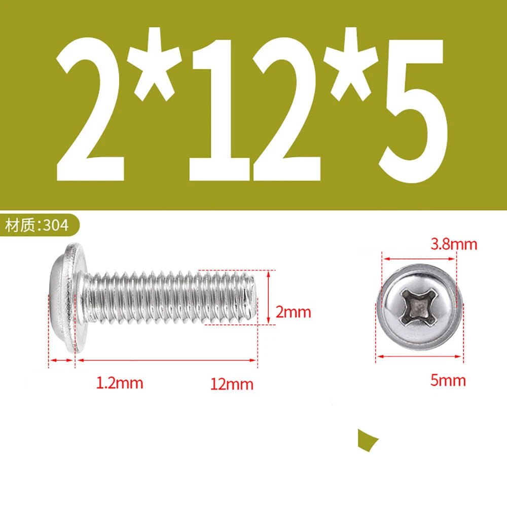 Phillips Flanged Button Head Screws M1.4–M6 | 304 Stainless Steel - HomeDIYer