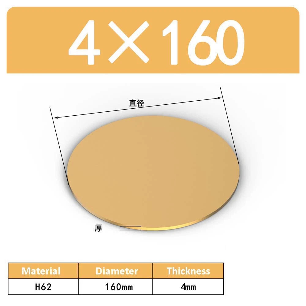 H62 Solids Brass Discs Blanks Metal Round Sheets OD 10mm-300mm Thick 0.3mm-4mm