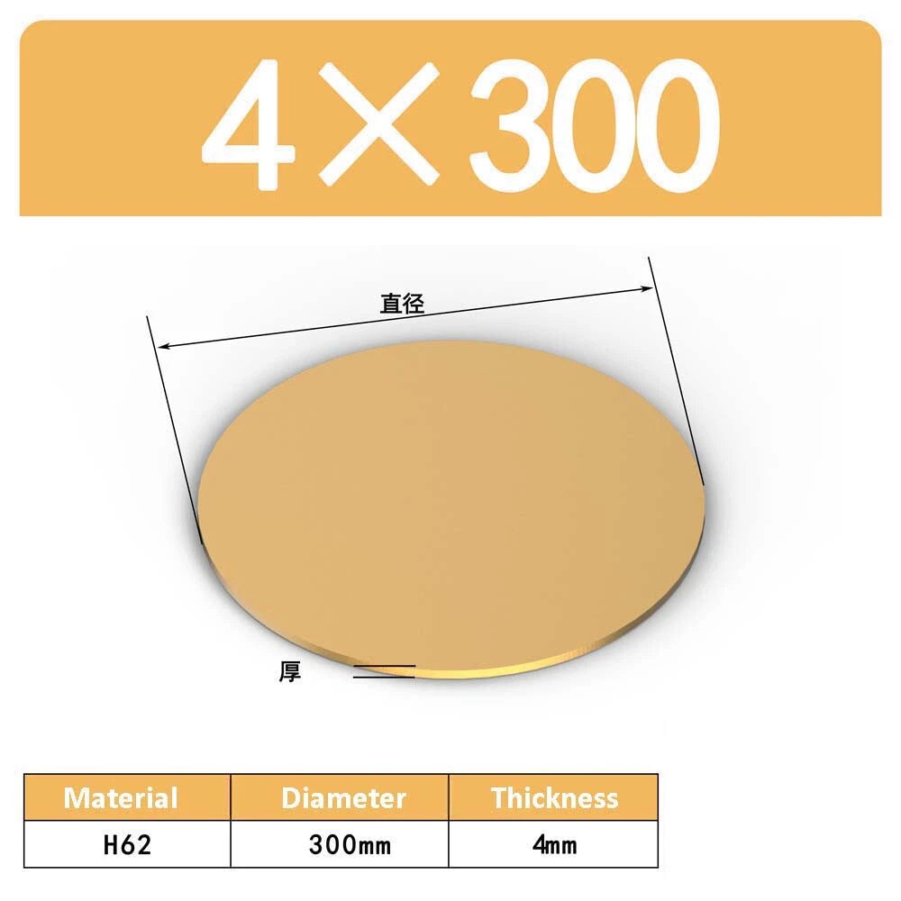 H62 Solids Brass Discs Blanks Metal Round Sheets OD 10mm-300mm Thick 0.3mm-4mm