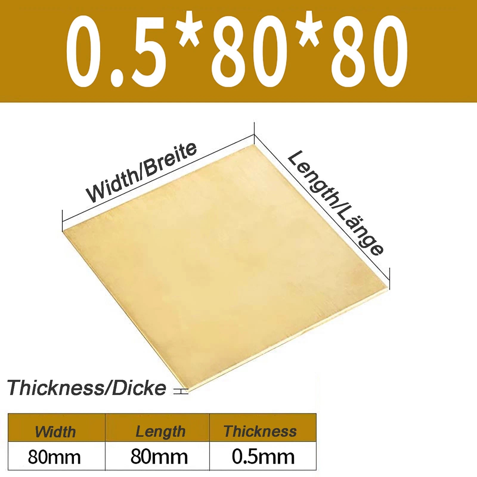 Natural Brass Sheet Metal guillotine cut - 0.3mm - 3.0mm - Multiple Sizes