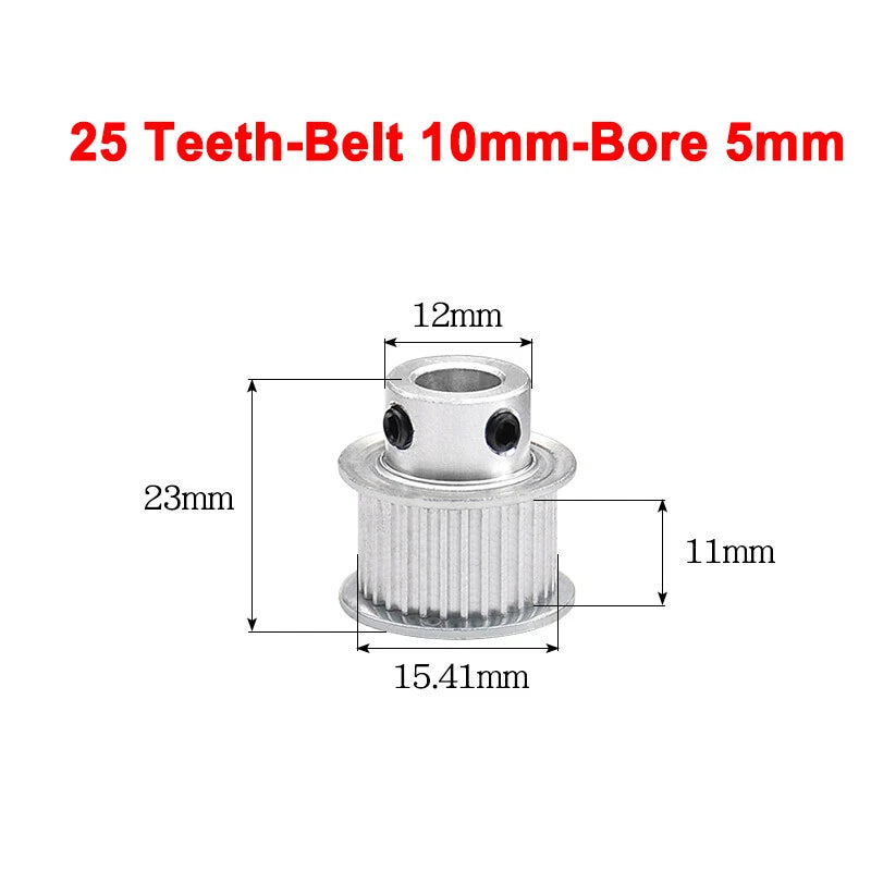 2GT Drive Pulley With Step 16 Tooth - 100 Tooth Bore 4mm - 25mm for 10mm Belt