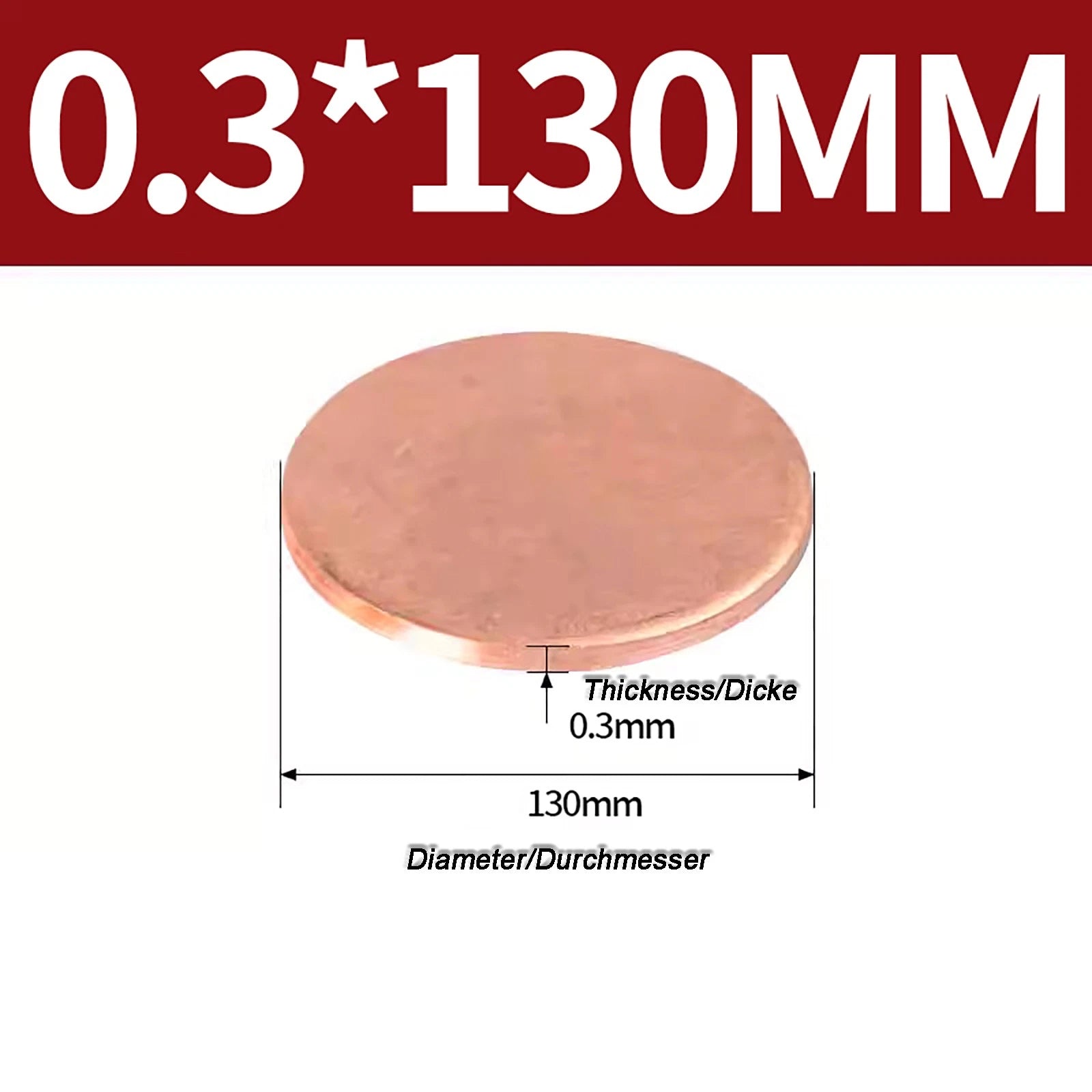 Solid Pure Copper Discs Blanks Round Plate Metal Sheet Thick 0.3~6mm Ø10mm~150mm