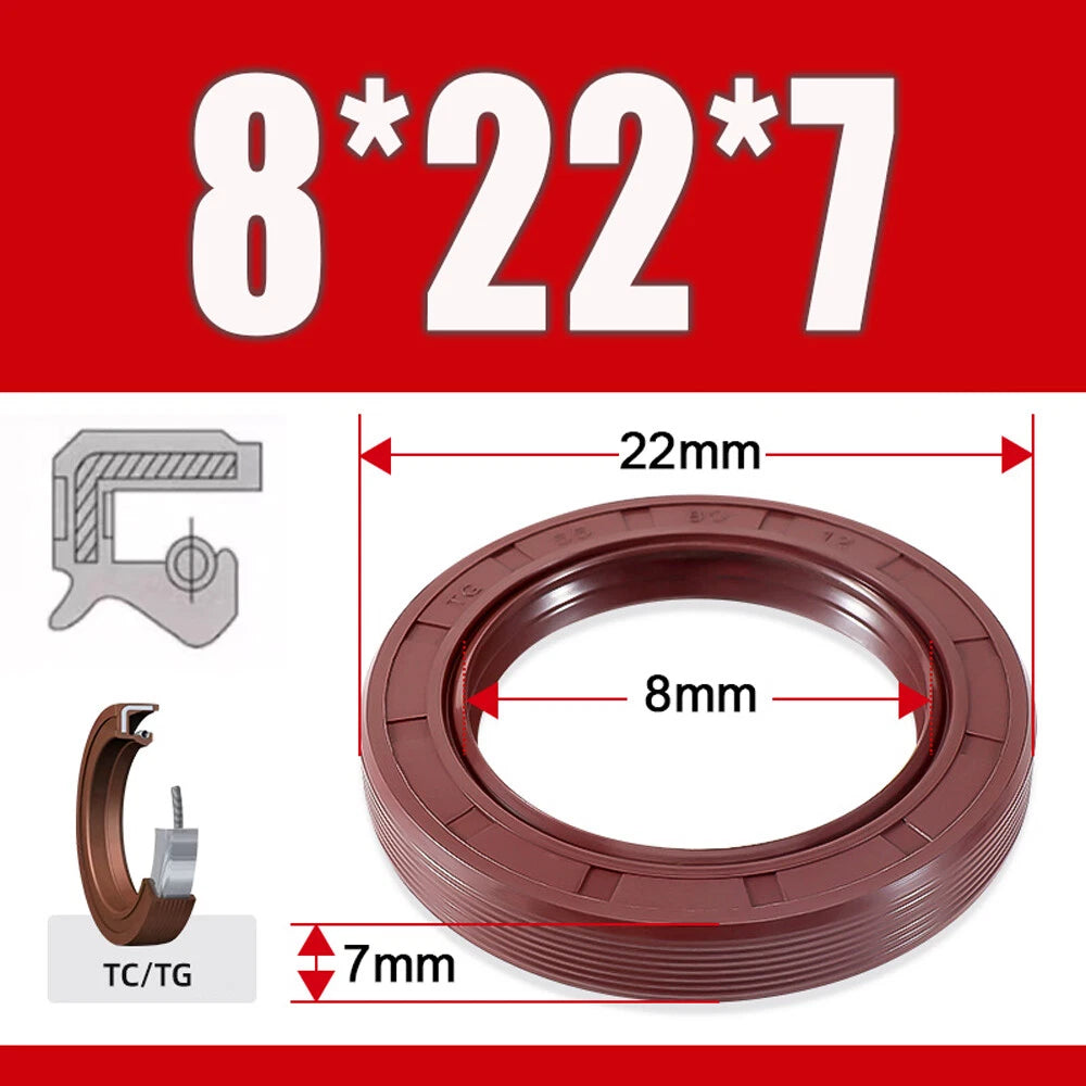 Metric TC Oil Seal FKM Dual Lip Rotary Shaft Seal 8mm–40mm Bore