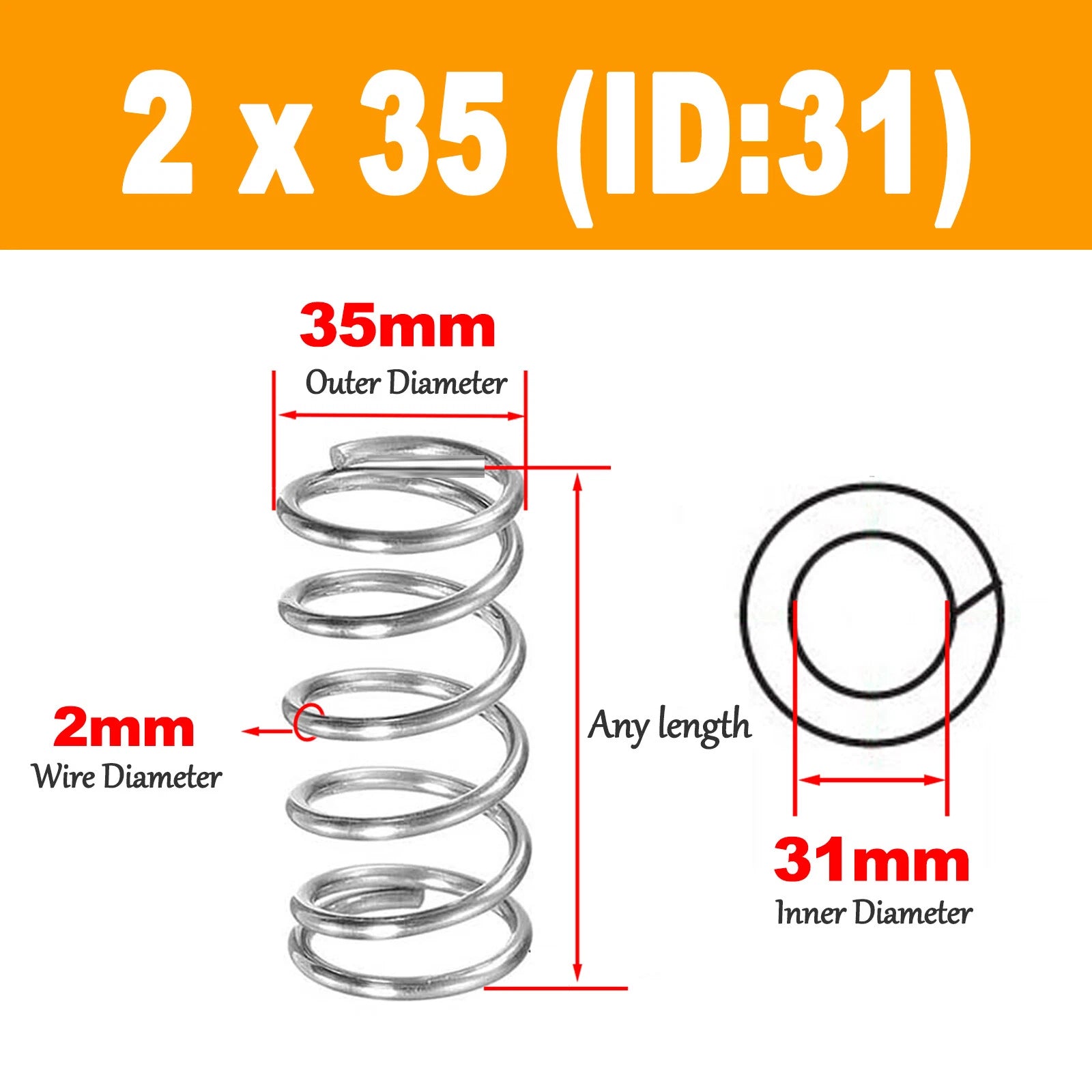 Compression Spring Various Size 22-35mm Diameter & 10-120mm Length Pressure Smal