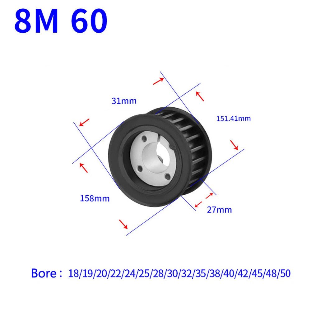 HTD-8M 18-60Teeth Timing Belt Pulleys With Expansion Sleeve Width 32mm 45# Steel