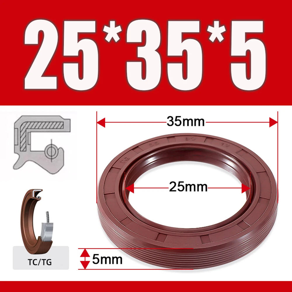 TC/TG Dual Lip FKM Oil Seal — Metric Rotary Shaft Sealing Ring, ID 25–50mm