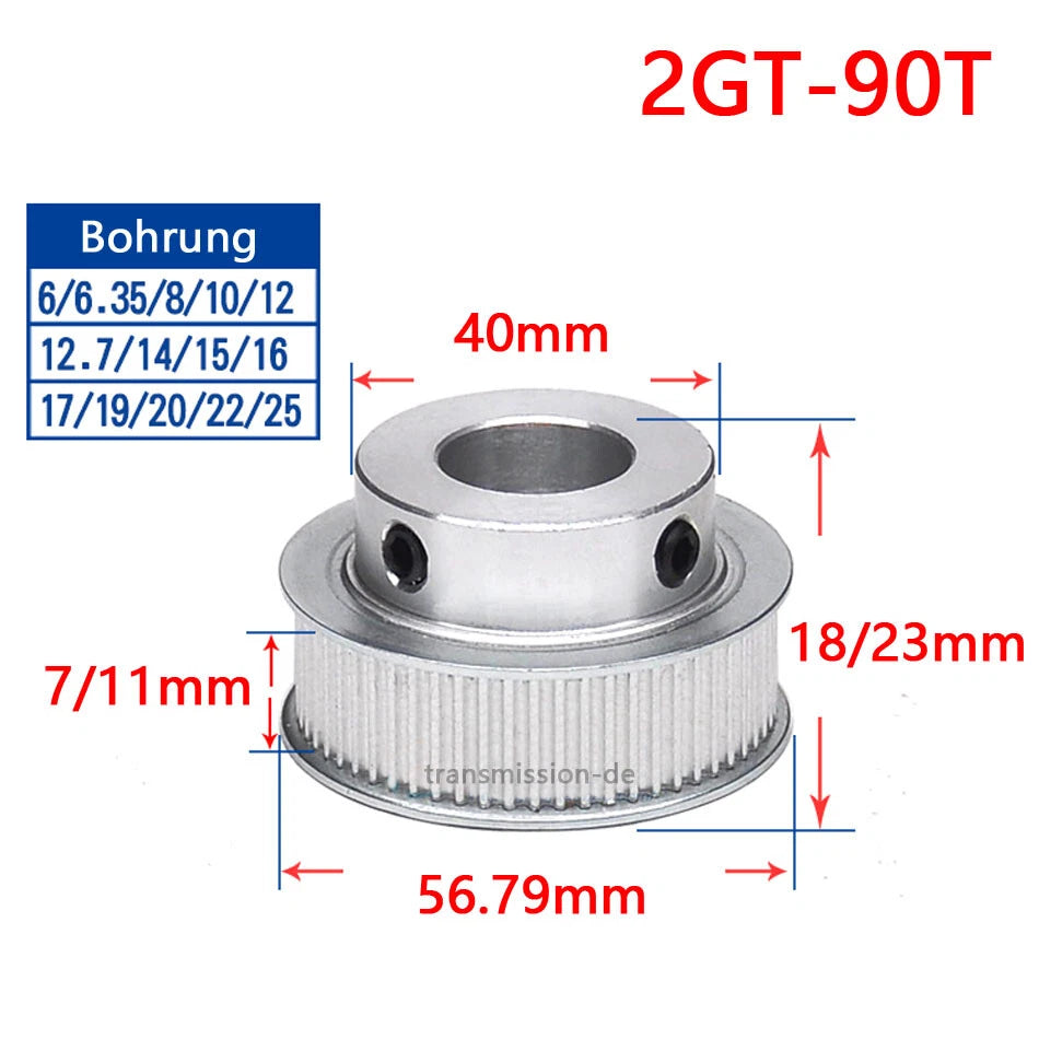 16T - 100T Synchronous Wheel GT2 Timing Belt Pulley for 10 mm width Drive Belts
