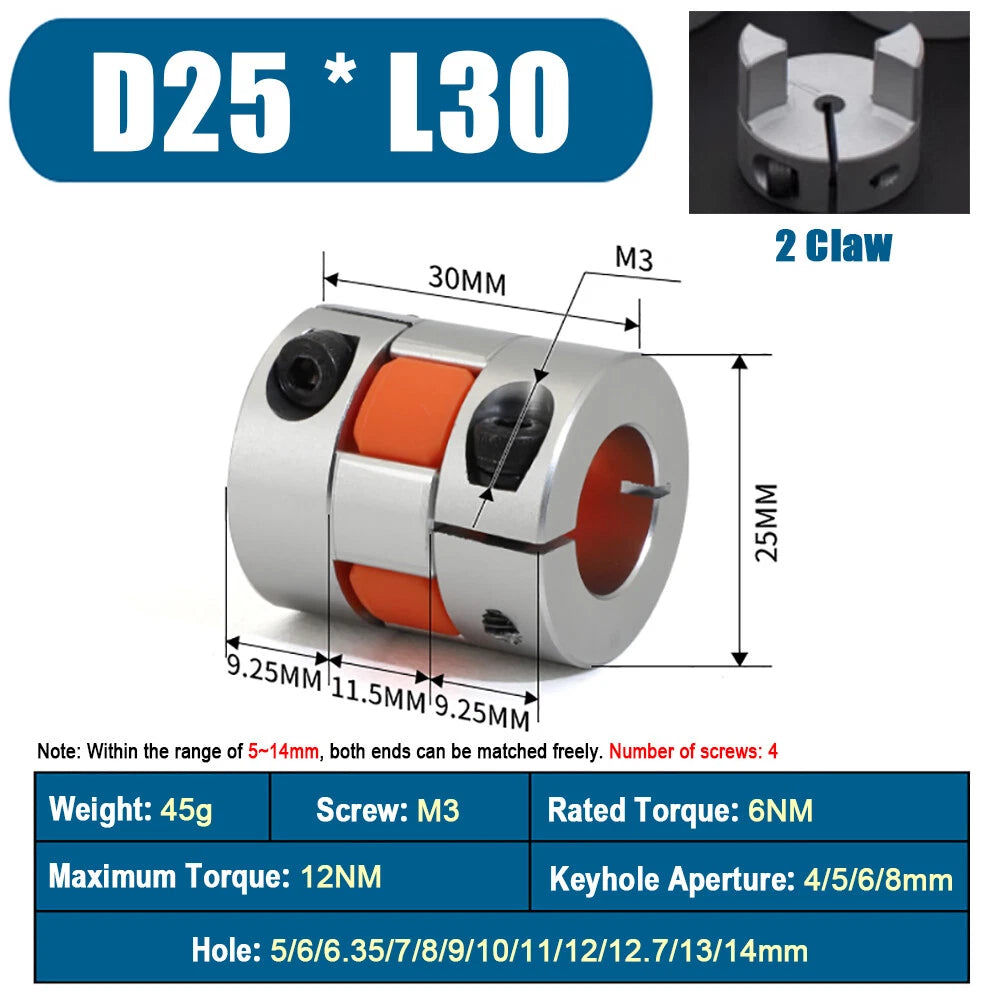 CNC Shaft Coupler Flexible Plum Spider Jaw Coupling Stepper Motor All Bore Sizes