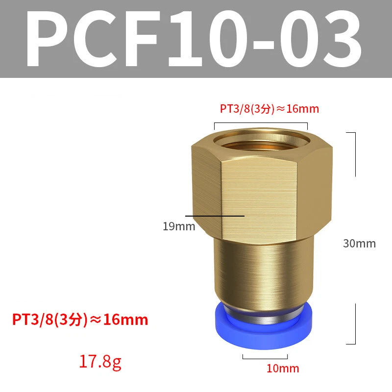 Pneumatic Push In Fitting Female Stud Straight Air Hose Inline Connector Line