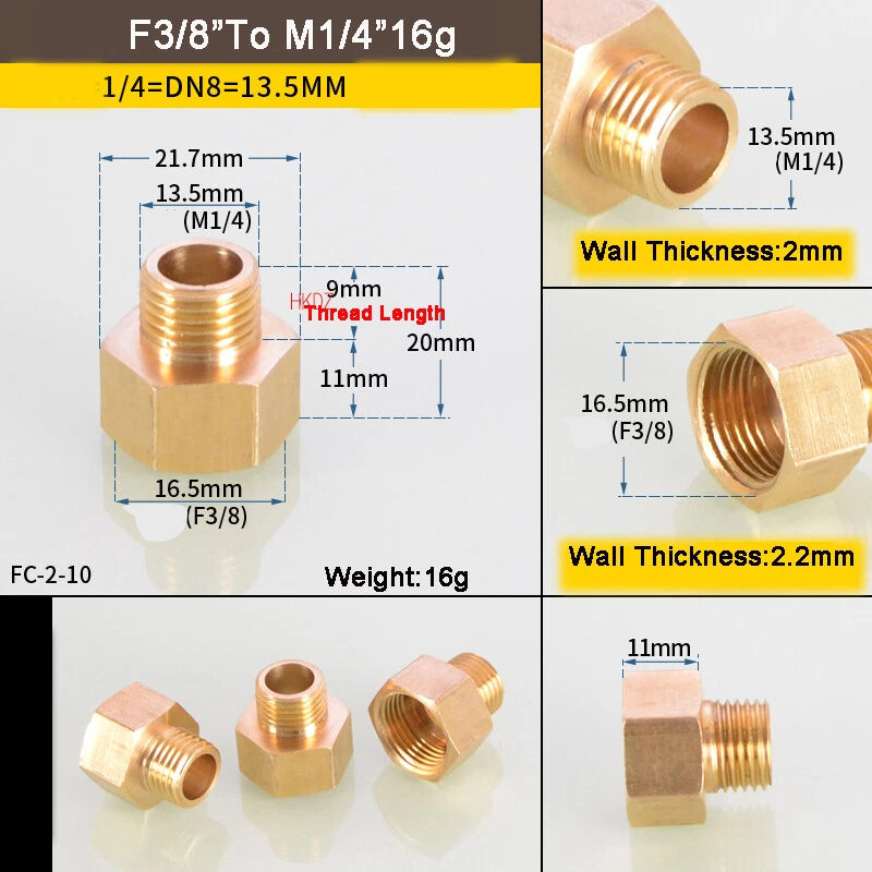 1 8" BSP Brass Reducing Fittings Female To Male Thread Connector Adaptor Coupler