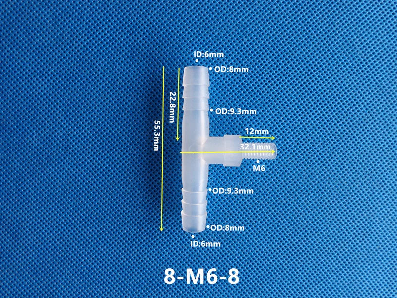 T-Type Plastic Pipe Fitting – Male Thread Barbed Tee Hose Connector (G & M Thread)