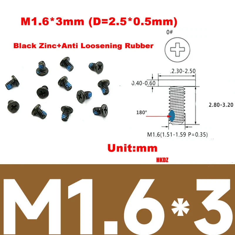 M1.6 M1.7 Phillips Thin Flat Head Machine Screws – Stainless Steel & Zinc Coated
