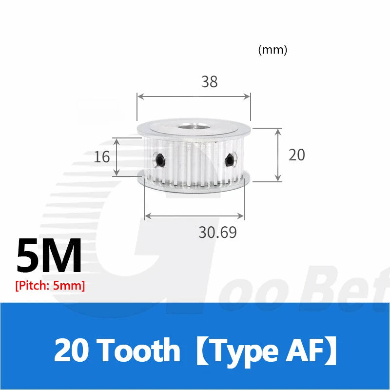 5M 15mm Timing Belt Drive Pulley 5mm Pitch 10-40 Tooth 4-25mm Bore HTD Aluminium