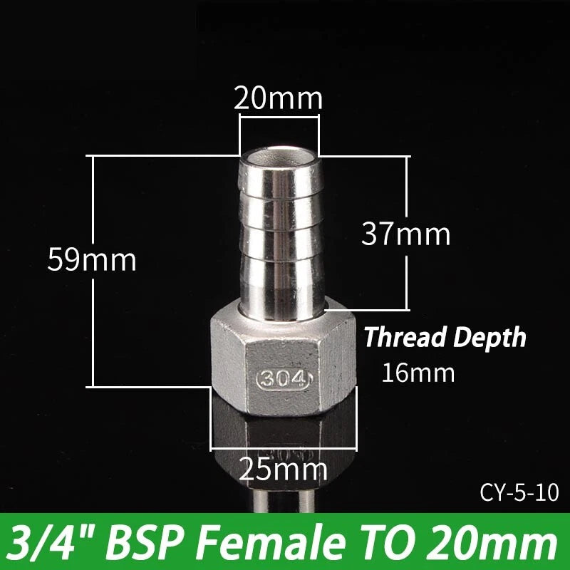 Stainless Steel Hosetails,Bsp Thread Hose Tail Barb Connector 1 8-1" Female Male