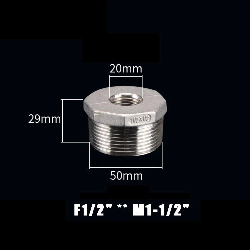 BSP Male to Female Reducing Bush Stainless Steel Pipe Fitting Adapter