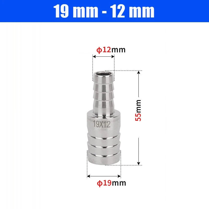 6mm~50mm Stainless Reducer Barbed Hose Joiner Connector Air Water Pipe Gas Tubi