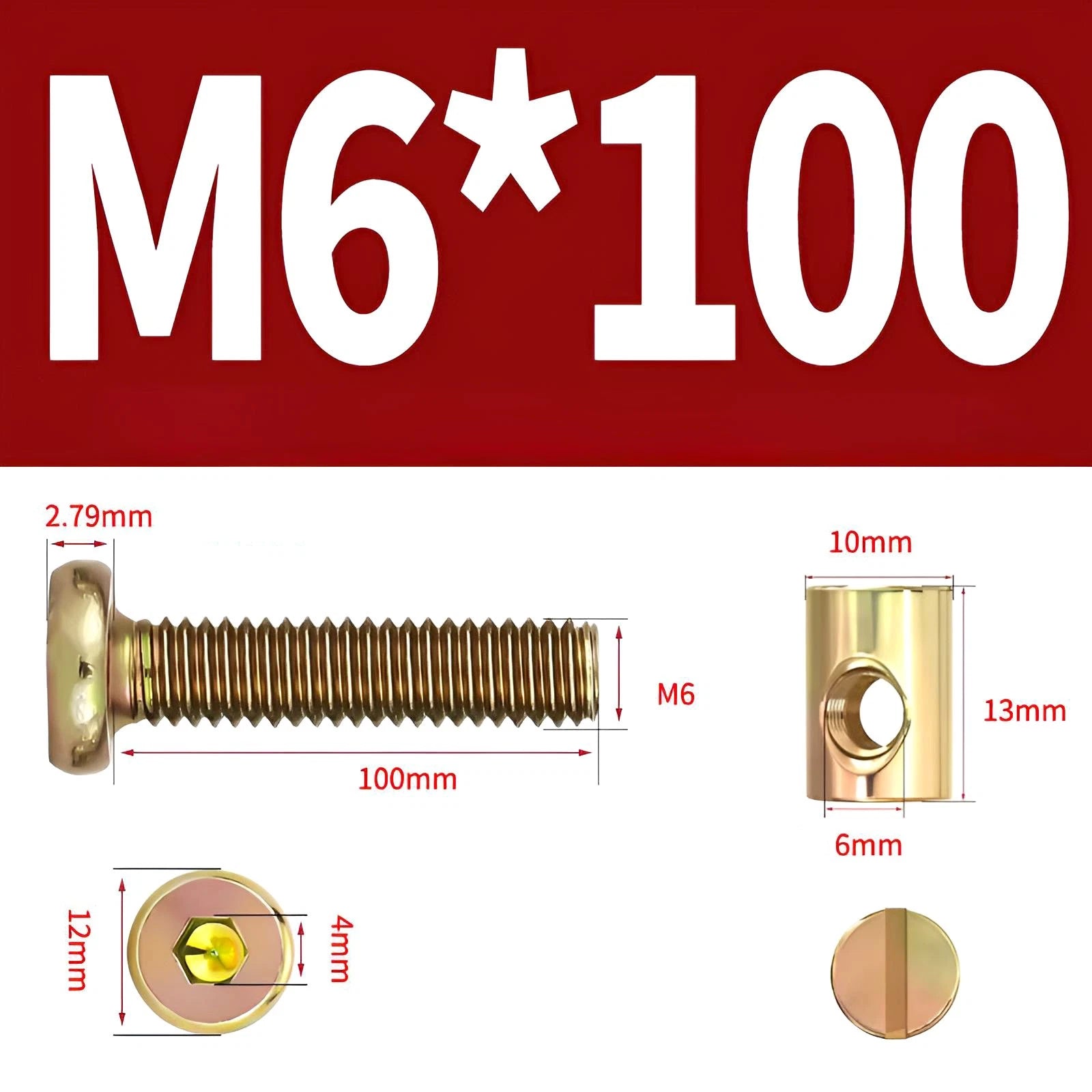 M6 M8 Galvanised Furniture Connecting Bolts with Barrel Nuts | Slotted & Phillips | 8mm–120mm