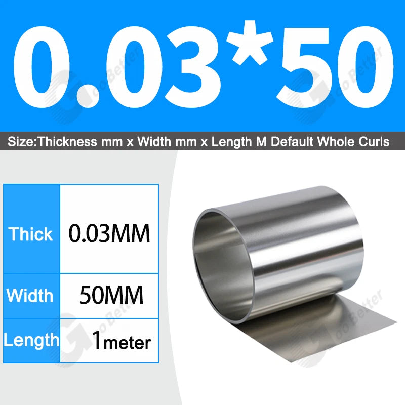 1 Meter 304 Stainless Steel Band SUS304 Sheet Foil Plate Strip Thick 0.01mm-1mm