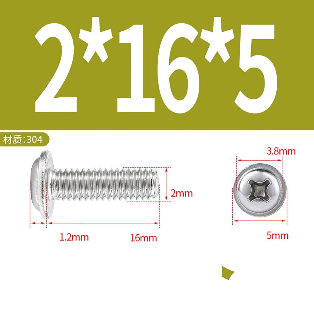 Phillips Flanged Button Head Screws M1.4–M6 | 304 Stainless Steel - HomeDIYer