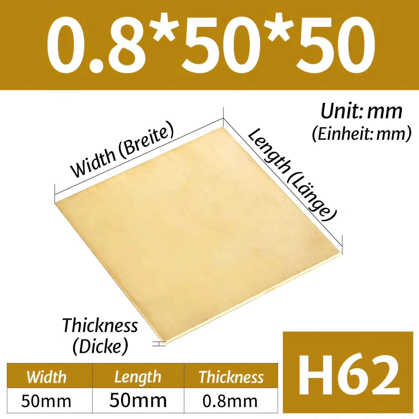 H62 Brass Sheet Plate Guillotine Offcuts, Various Multiple Sizes 0.3mm-8mm Thick