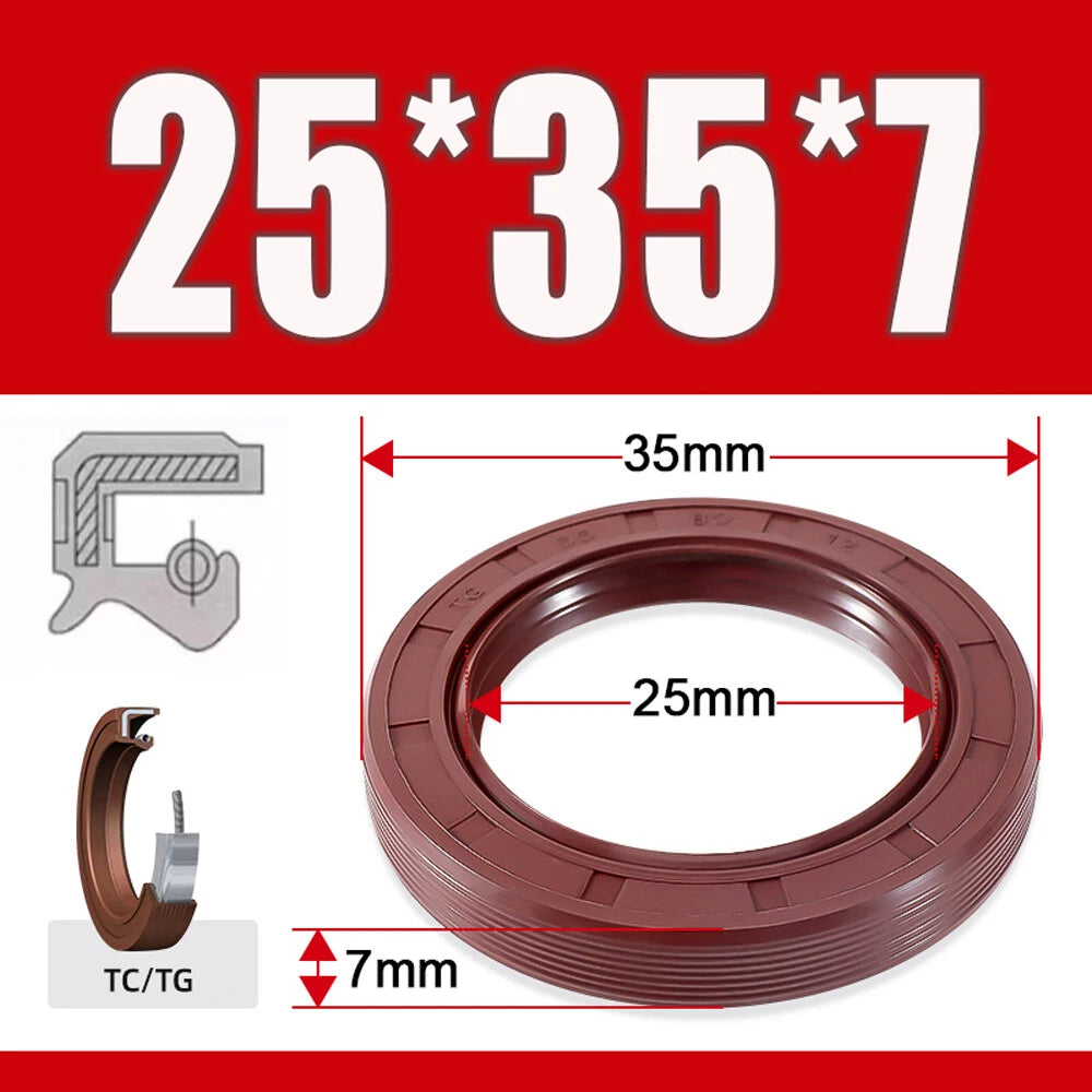 TC/TG Dual Lip FKM Oil Seal — Metric Rotary Shaft Sealing Ring, ID 25–50mm