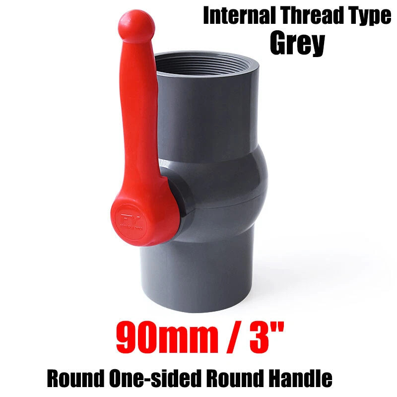 PVC Pipe Fittings 20mm-90mm Ball Valve Socket Solvent Weld-Female Thread Grey