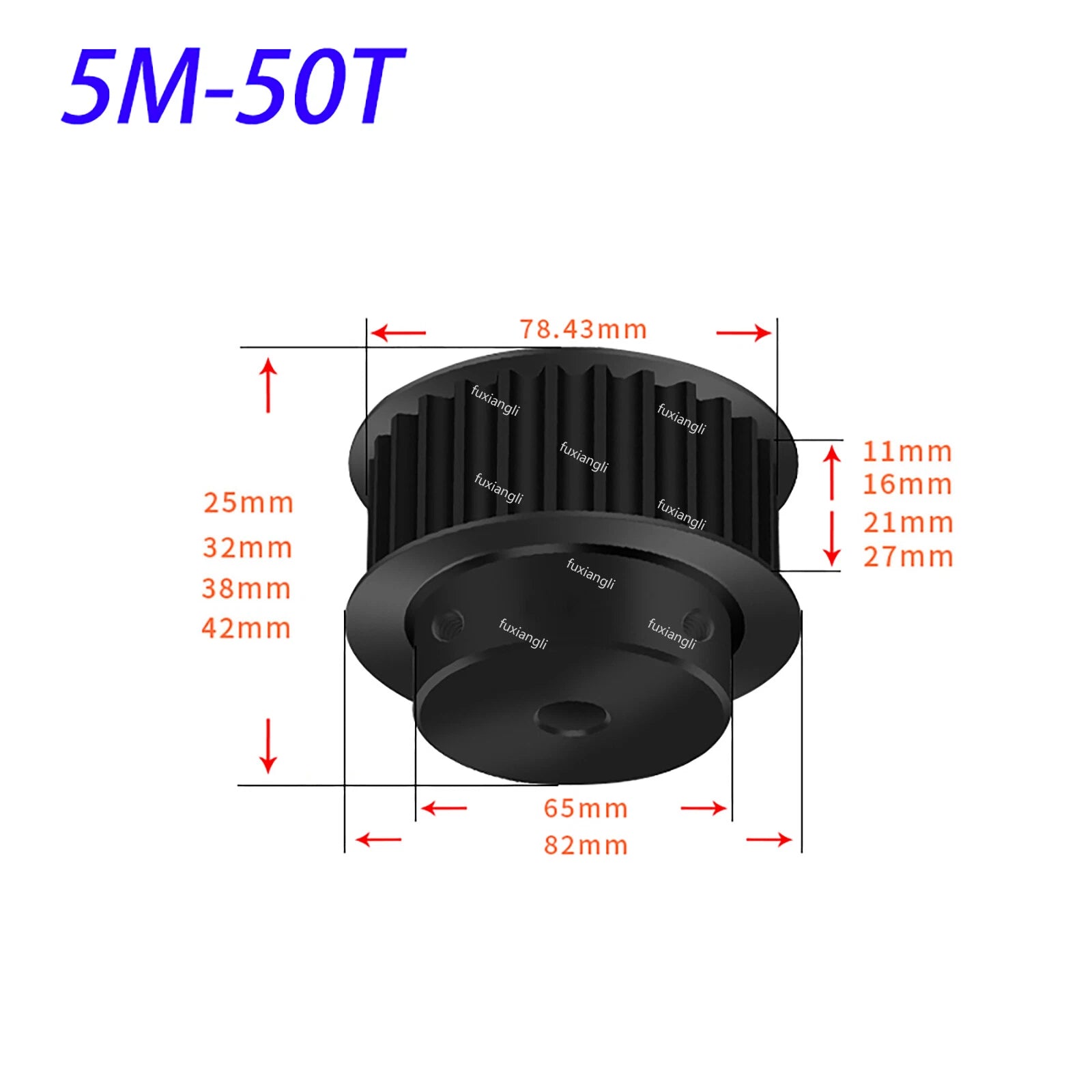 HTD-5M 14T-60T Timing Belt Pulleys Pitch 5mm Teeth Width 16mm BF-type 45# Steel