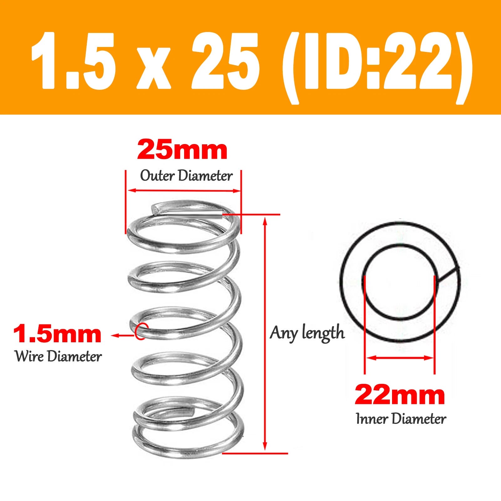 1.5mm Wire 304 Compression Spring Small 16mm-30 mm Diameter Pressure Compressed