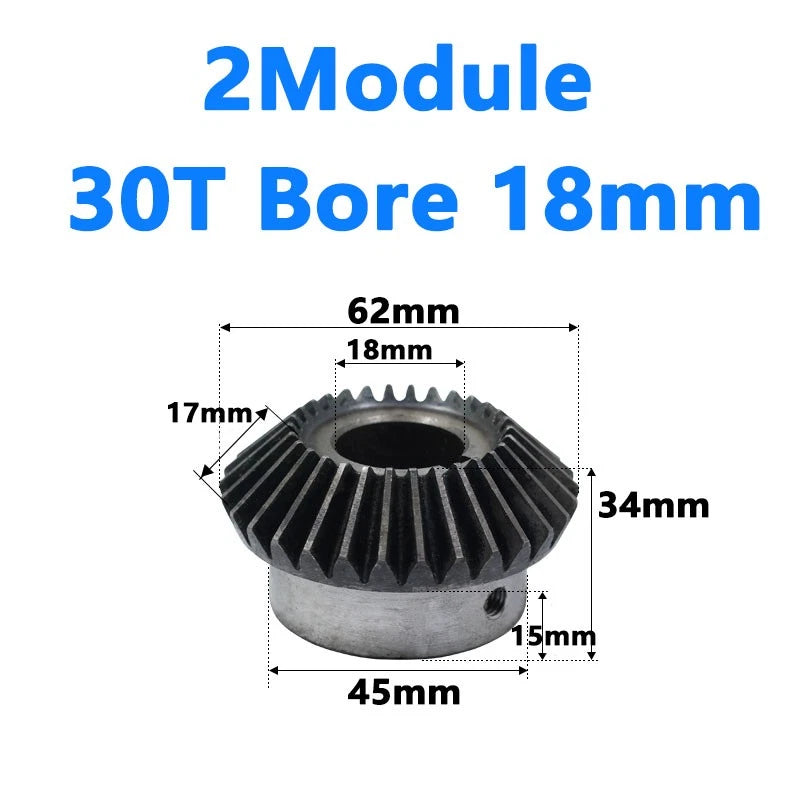 Bevel Gear 2 Module Ratio 1:1 Teeth 25 30 Bore Dia 10mm 12mm 14mm 15mm 16mm-28mm