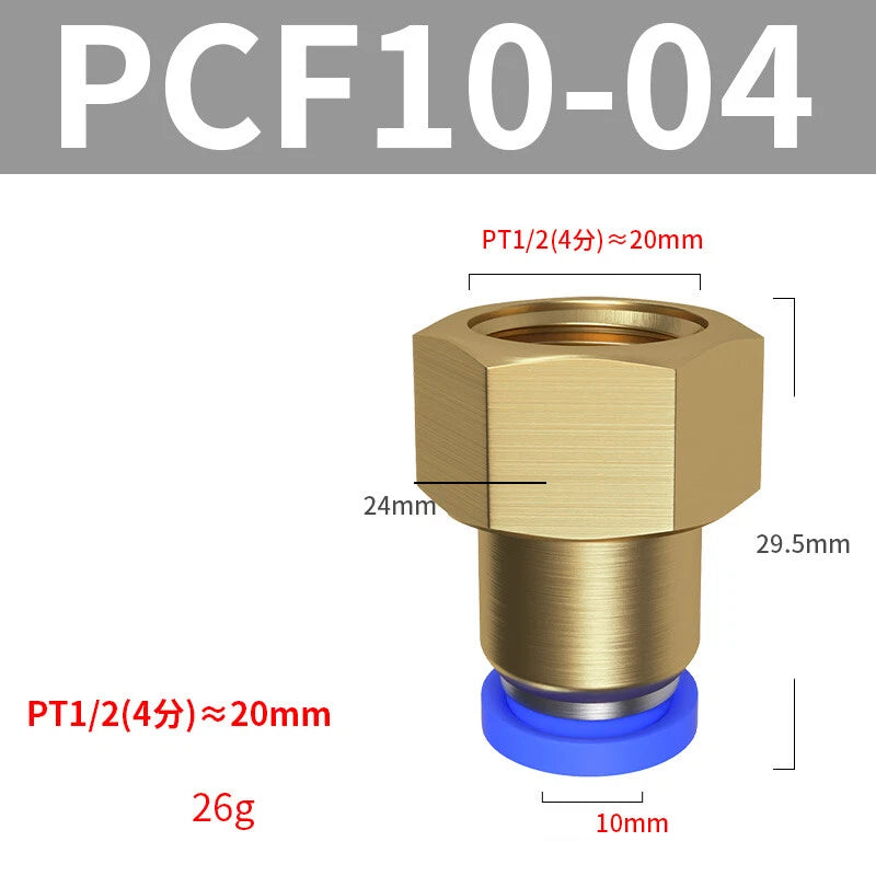 Pneumatic Push In Fitting Female Stud Straight Air Hose Inline Connector Line