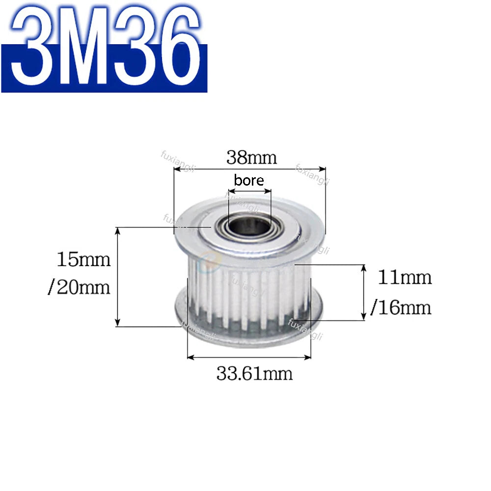 HTD-3M Timing Belt Idler Pulley Smooth Tooth/Toothed Tensioner Pulley Width 11mm
