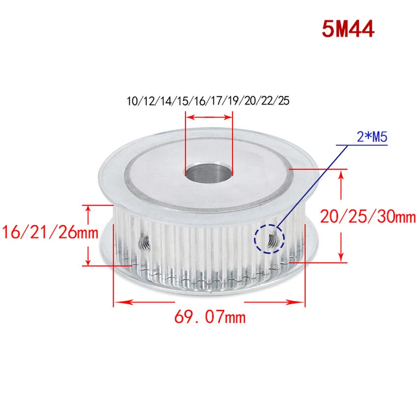 HTD-5M 12T-100T Timing Belt Pulleys Pitch 5mm AF-type Drive Pulley Width 21mm