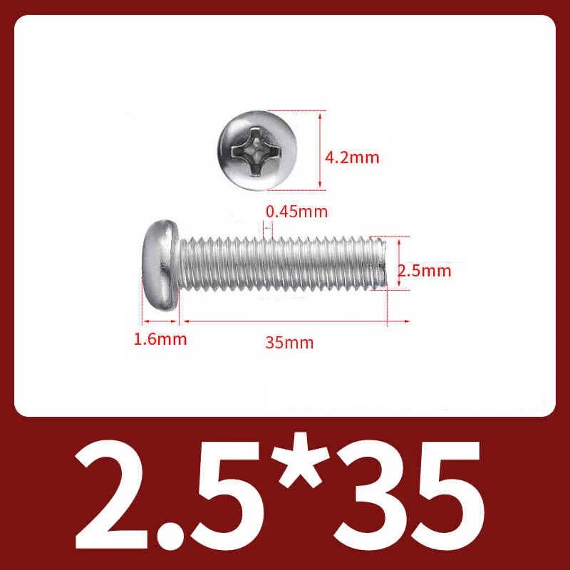 M2.5 Pozi Pan Head Machine Screws A2 Stainless Steel — Multiple Lengths - HomeDIYer