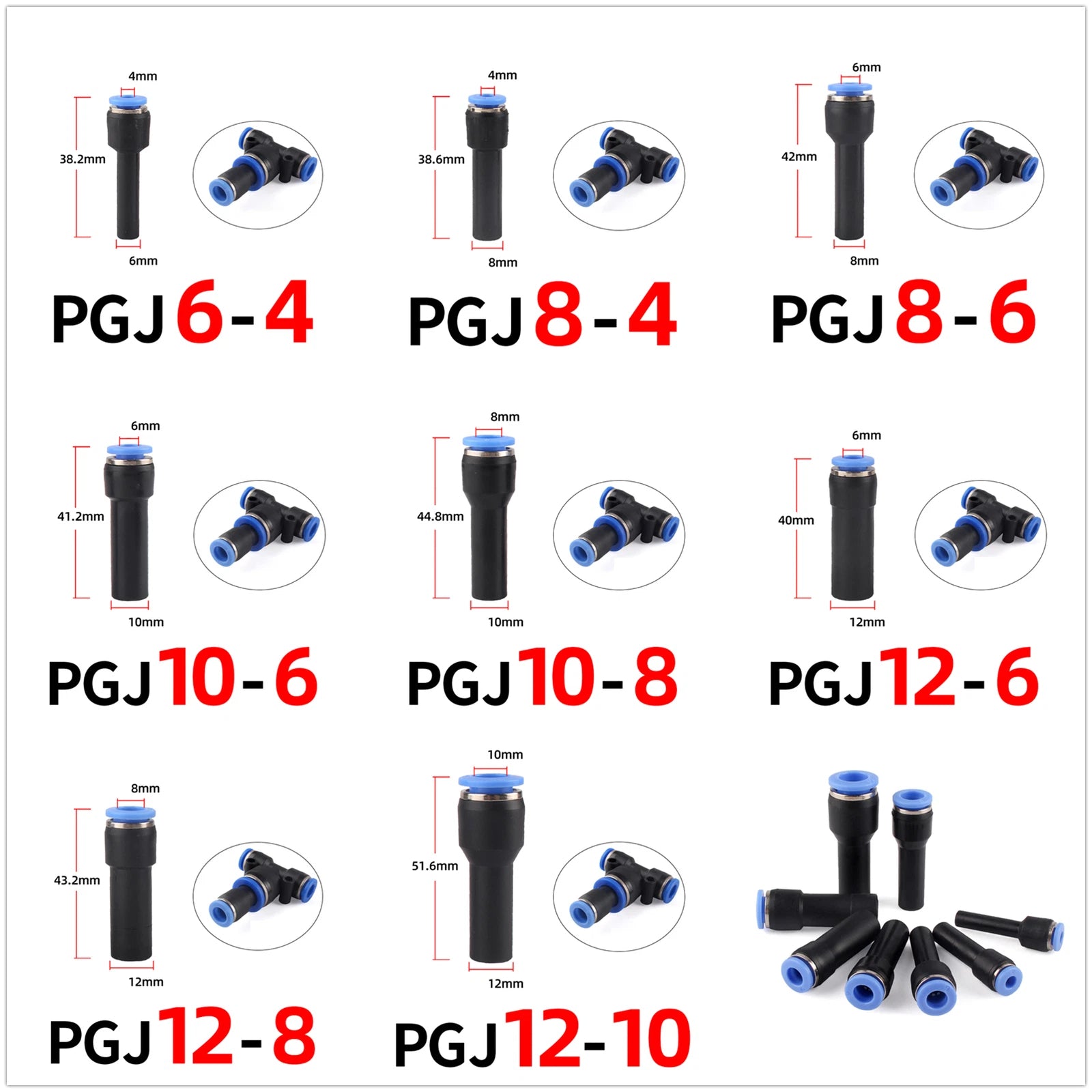 Pneumatic Push-In Fittings | Air & Water Hose Quick-Release Tube Connectors