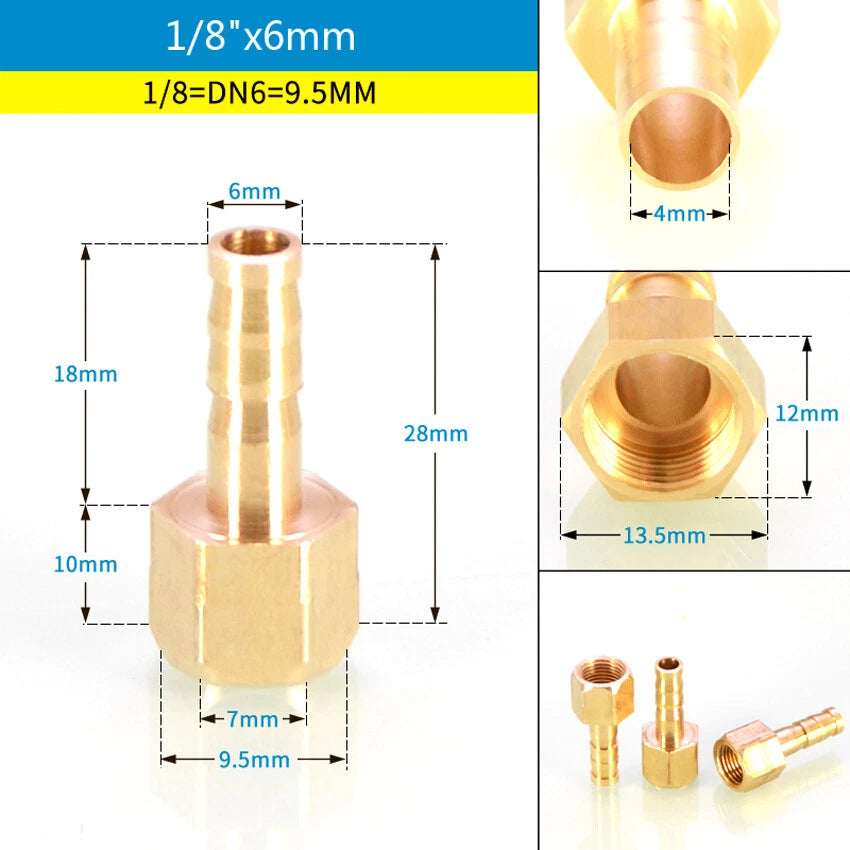 BSP Male & Female Thread Barb Hose Tail Connector — Air Fuel Water