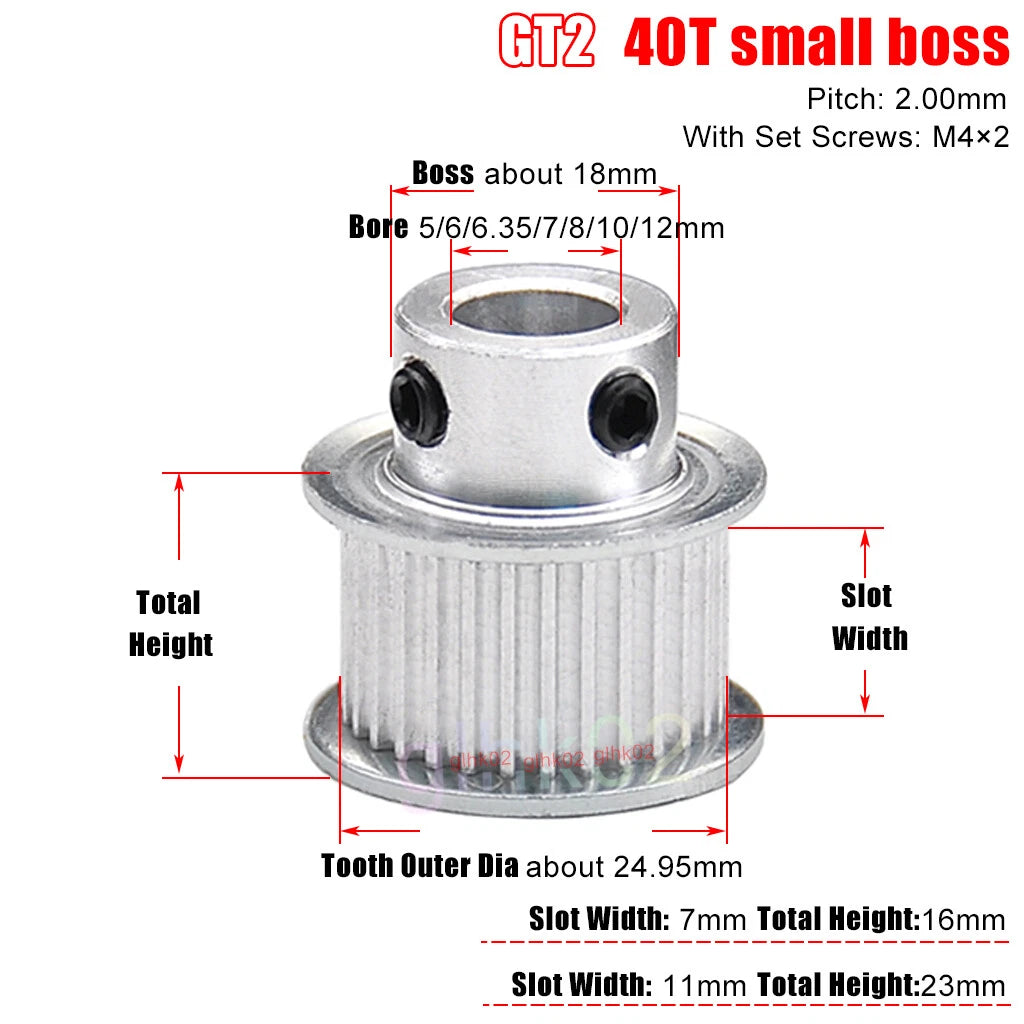 GT2 6mm Timing Belt Pulleys 16-120 Teeth 4-25mm Bore Synchronous Wheel Printer