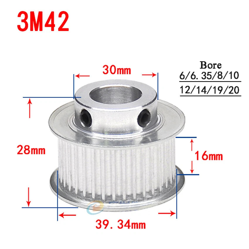 HTD-3M 12T-150T Timing Belt Pulley With Step Bore 8-25mm, For 15mm Width Belt