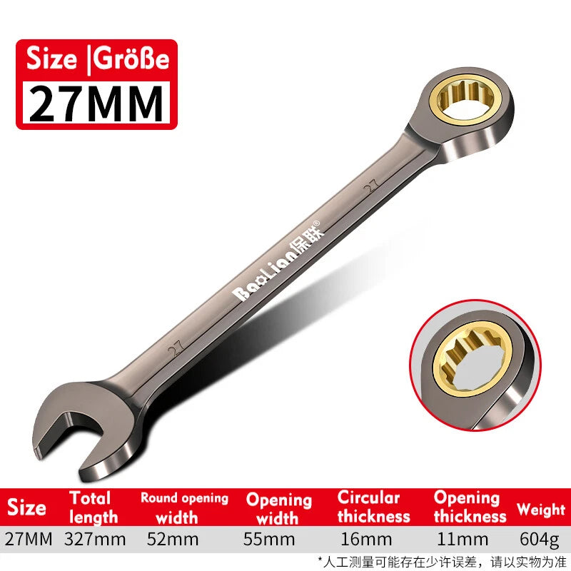 Ratchet Spanner Combination Fixed & Flexi 6 - 32mm Different Sizes Tool Wrench