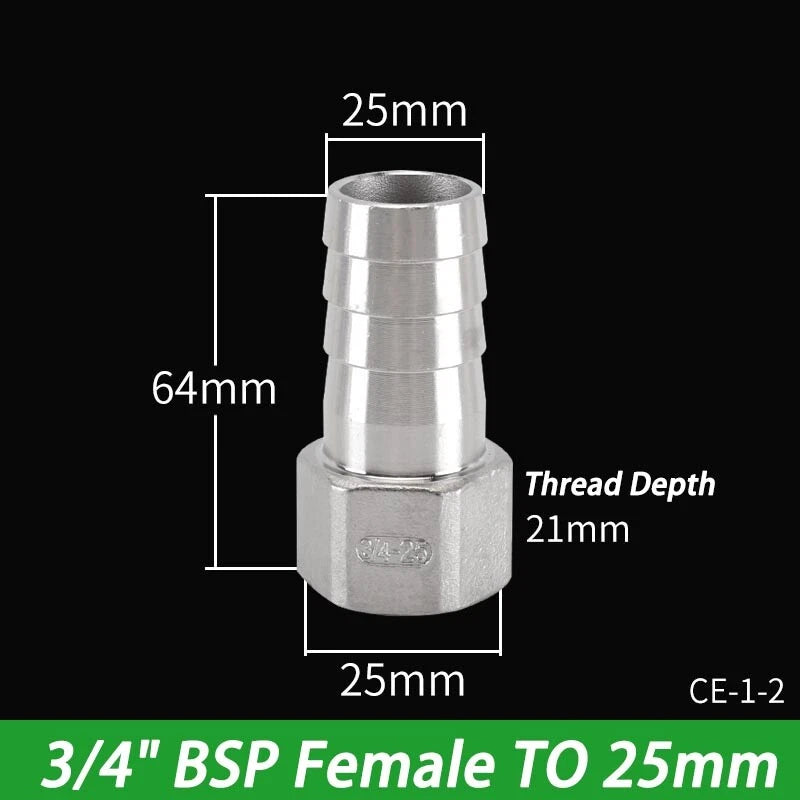 Stainless Steel Hosetails,Bsp Thread Hose Tail Barb Connector 1 8-1" Female Male