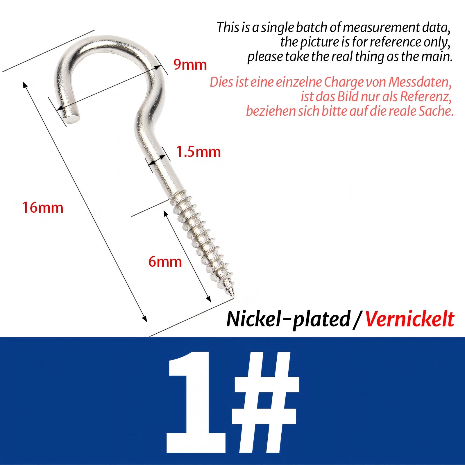 Screw-In Eye Hooks & Open Hooks — Nickel, Zinc & 304 Stainless, 16–106mm, All Sizes