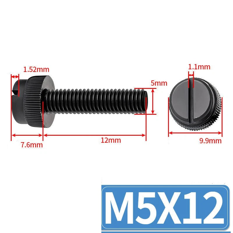 Black Nylon Thumb Screws — PA66 Knurled Slotted Head, M3 M4 M5 M6 M8