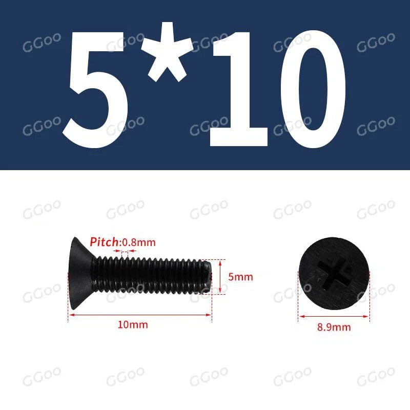 Nylon Countersunk Phillips Screws M2.5–M8, PA66 Non-Conductive Corrosion-Free