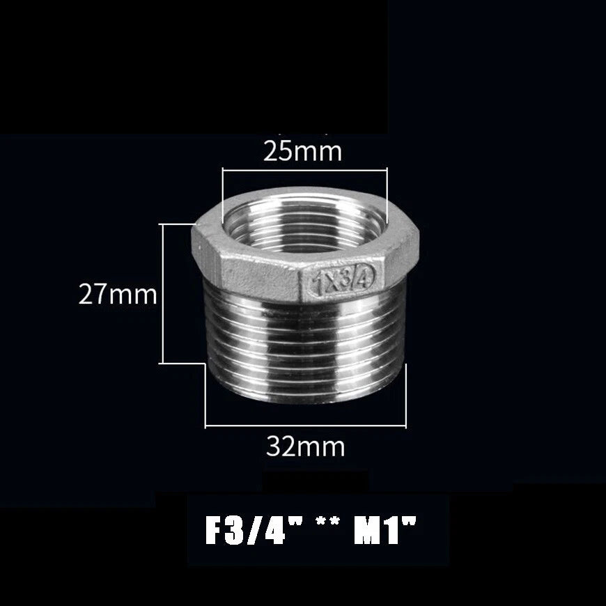 BSP Male to Female Reducing Bush Stainless Steel Pipe Fitting Adapter