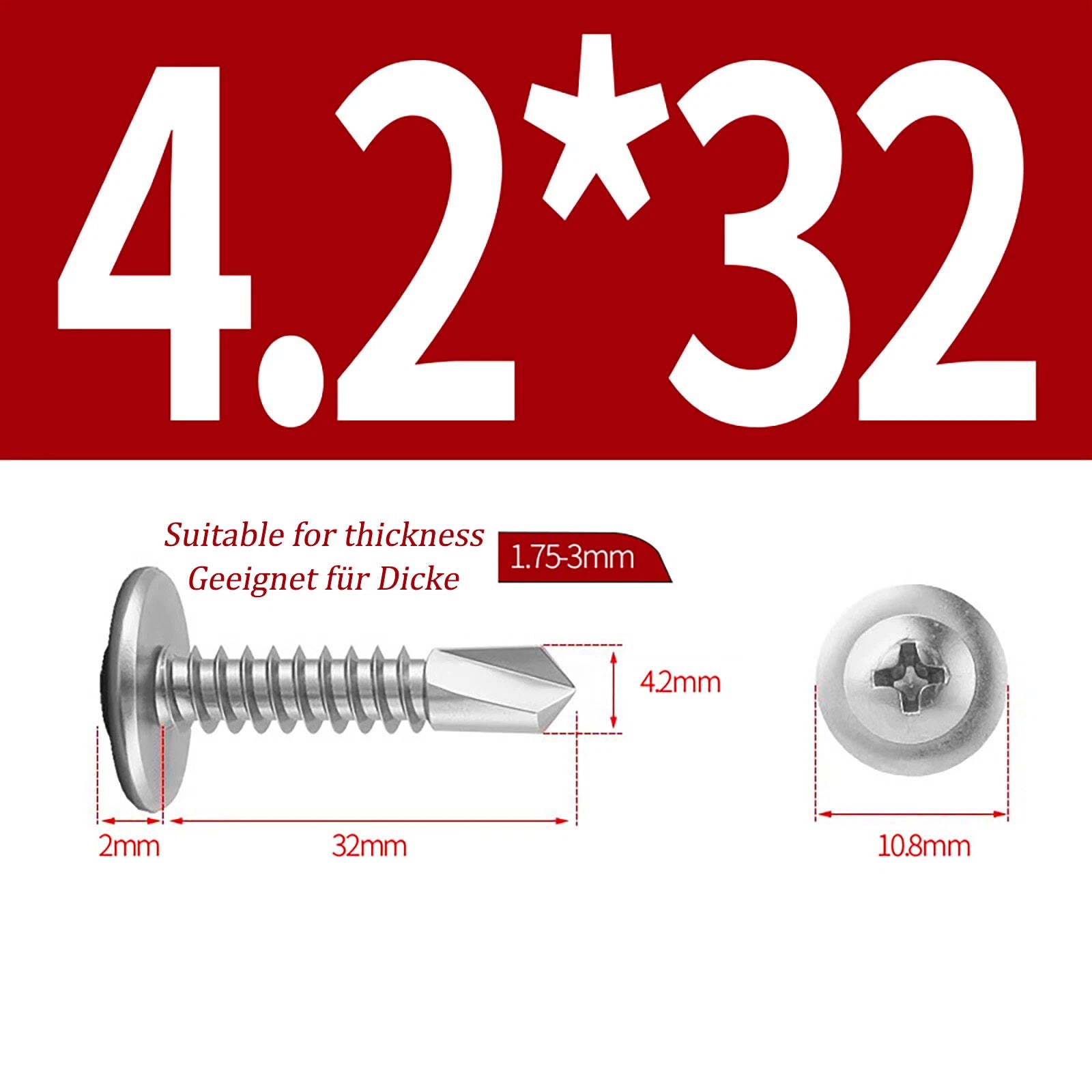 Self Drilling Wafer Head Screws – 304/410 Stainless & Galvanized Steel, M4.2 M4.8
