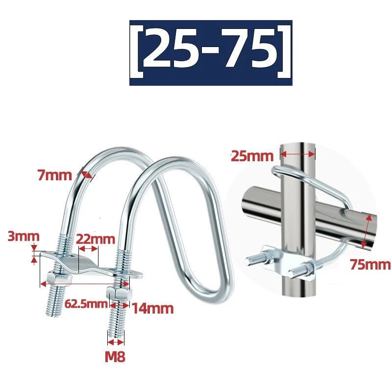 U - Bolt Pipe Clamp — Double & Single U - Shape Saddle Clamp for Greenhouse & Awning Frames - HomeDIYer
